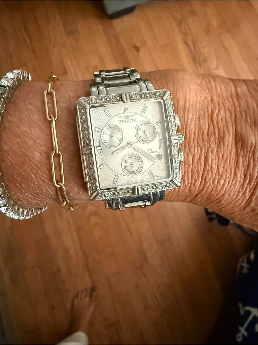 Invicta Silver Square Dial Chronograph Watch